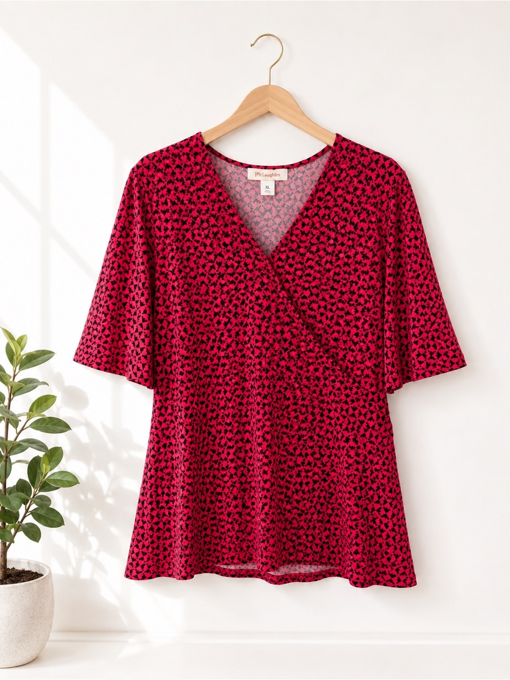 Liz Claiborne Printed V-Neck Wrap Top